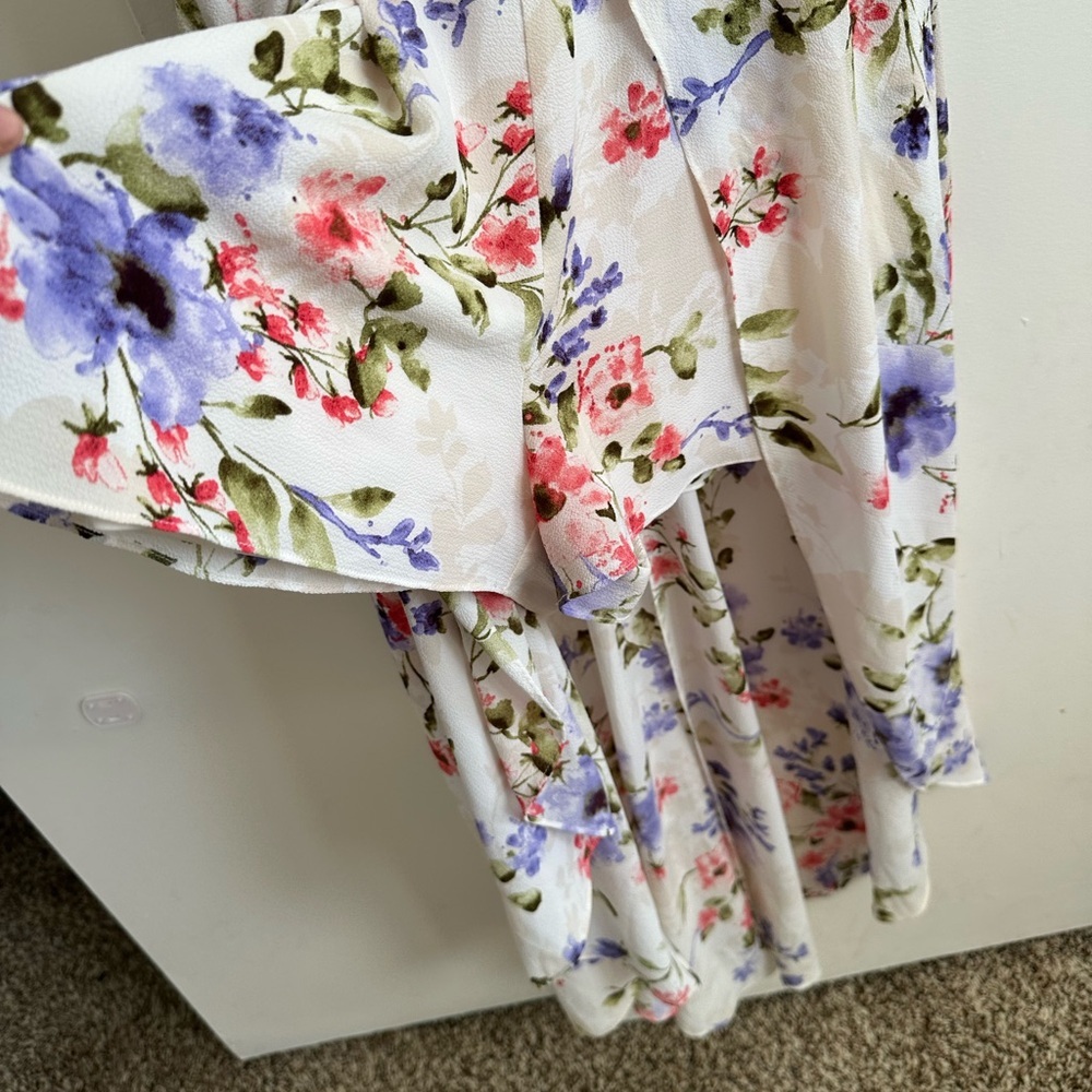 Iz Byer Floral Jumpsuit with Blue and Pink Highlights - Picture 7 of 16